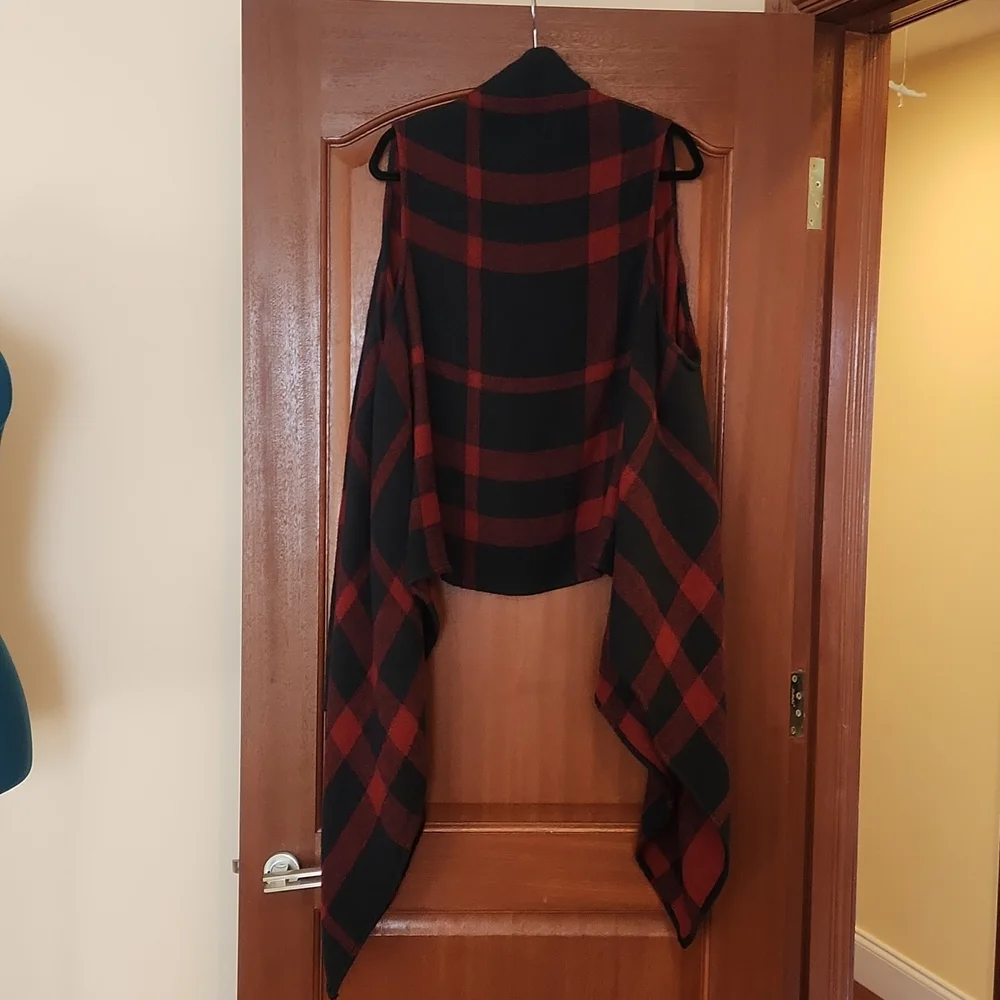 Hayes Plaid Sleeveles Long Vest one size - Picture 3 of 11